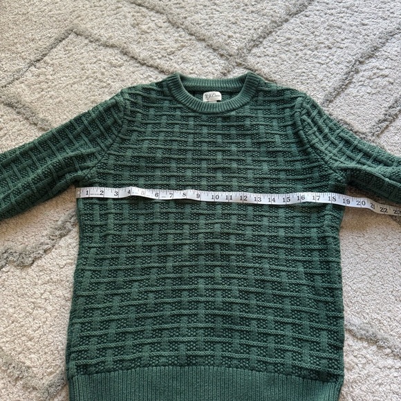 J Crew forest green check knit sweater cotton crewneck size small - Picture 9 of 11